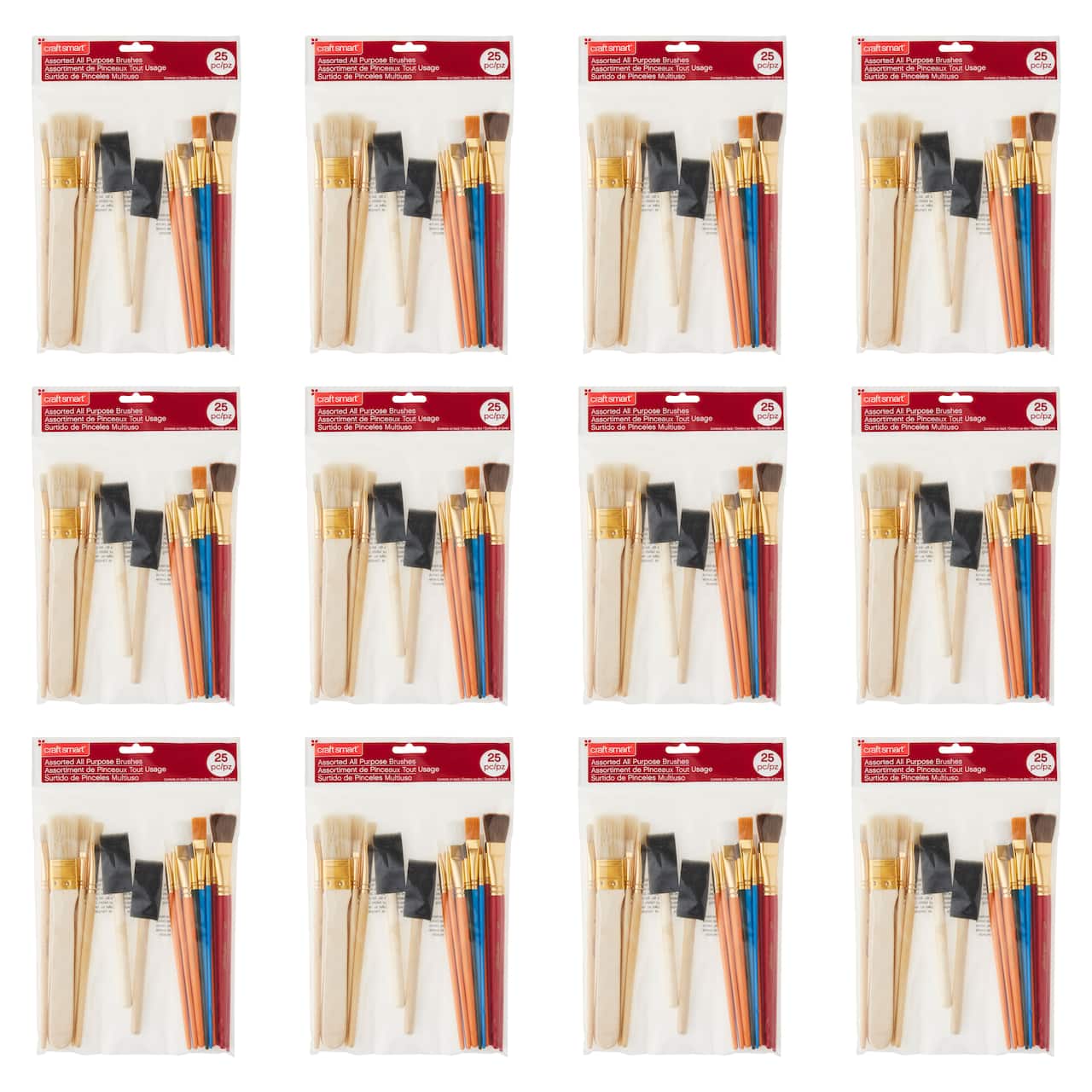 12 Packs: 25 ct. (300 total) Mixed Brush Set by Craft Smart®